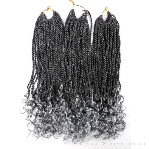 Factory 30 Roots Curly End Senegalese Twist Crochet Hair 18 Inch Wavy End Senegalese Braiding Hair Extension For Women